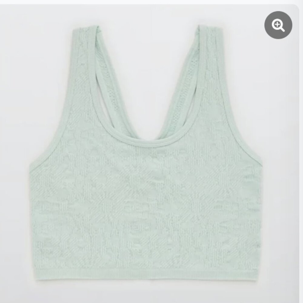 🆕️NWT OFFLINE by Aerie Seamless Floral Racerback Sports Bra in 'Very Mint', M